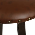 thumbnail image 3 of Leejay 24 inch Round Bar Stools,Brown Faux Leather Stools for Living Room,Set of 2, 3 of 5