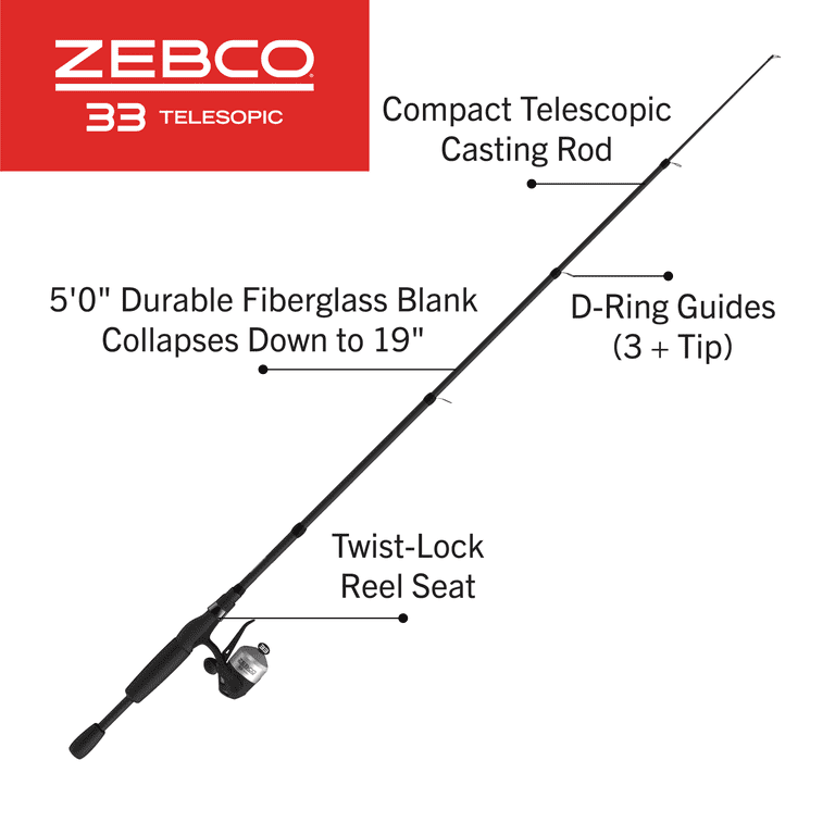 Zebco 33 Micro Triggerspin Spincast Reel and Telescopic Fishing