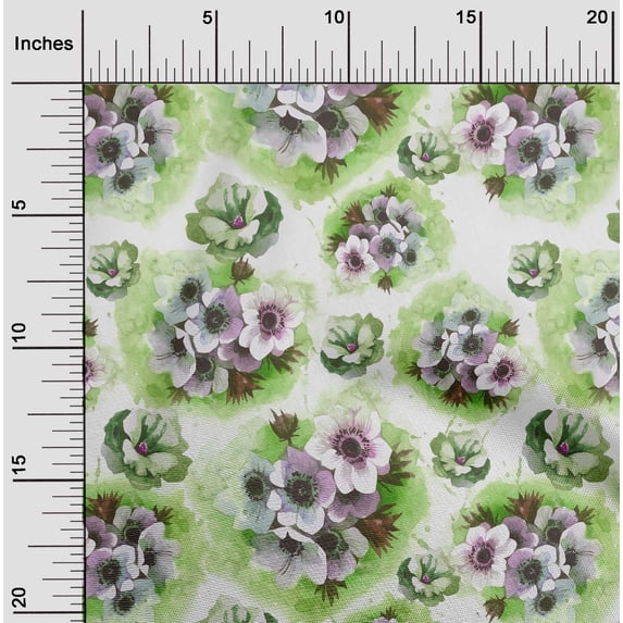 oneOone Cotton Flex Light Green Fabric Flower Watercolor Quilting Supplie Print Sewing Fabric By The Yard 40 Inches Wide