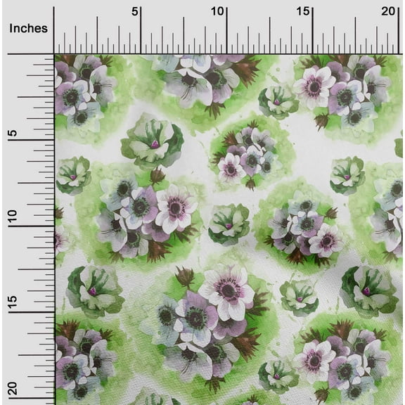 oneOone Cotton Poplin Twill Light Green Fabric Flower Watercolor Diy Clothing Quilting Fabric Print Fabric By Yard 56 Inch Wide