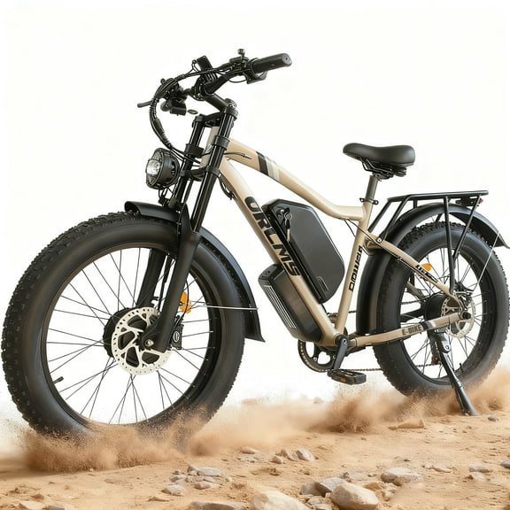 Electric Dirt Bike for Adults, 5000W Peak 52V 25AH Dual Motor Ebike, 40-50MPH E-Bicycle, 24" Fat Tire All Terrain, Front Suspension & Hydraulic Disc Brake, 7-Speed Long Range