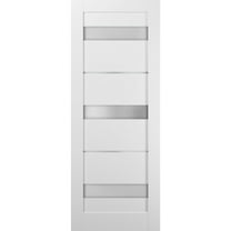 Lite Slab Barn Door Panel 32 x 80 | Quadro 4055 White Silk with Frosted Opaque Glass | Sturdy Finished Wooden Modern Doors | Pocket Closet Sliding