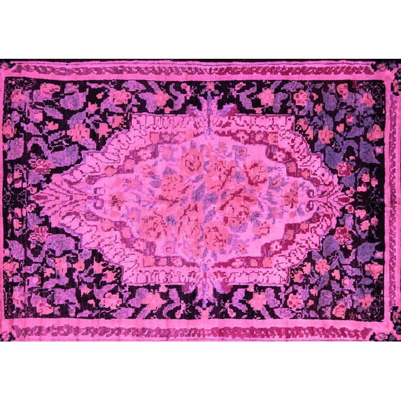 Ahgly Company Indoor Rectangle Medallion Pink French Area Rugs, 2' x 5'
