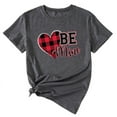 thumbnail image 2 of Anbech Heart Printed T-Shirt for Women Casual Plaid Graphic Be Mine Junior Girls Short Sleeve Tee Tops with Crew Neck, 2 of 3