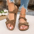 thumbnail image 4 of Cork Footbed Women's Summer Sandals, Open Toe Casual Walking Sandals, Women's Beach Outdoor Sandals, Women's Buckle Strap Sandals Cork Footbed Open Toe Adjustable Casual Summer Shoes, Brown 5.5, 4 of 6