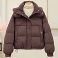 thumbnail image 3 of Women Winter Cotton Coat Hooded Thickened Padded Short Type with Zipper Pockets Elastic Cuffs Pure Color Windproof Lady Down Coat, 3 of 8