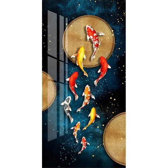 1pc Abstract Koi Canvas Painting Wall Art Fish Posters And Prints Carp Pictures For Living Room Decor Cuadros50 x 100 cm (without frame),12