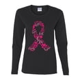 thumbnail image 2 of Wild Bobby Breast Cancer Ribbon Love Hope USA Flag Sleeve Breast Cancer Awareness Women Graphic Long Sleeve T-Shirt, Black, Small, 2 of 6