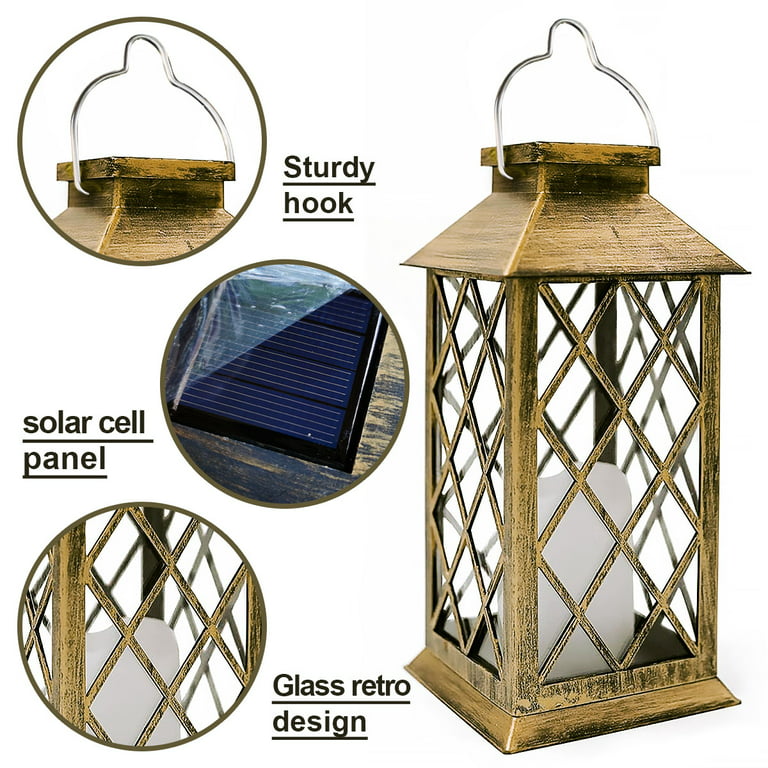Sunklly Hanging Solar Lanterns Outdoor - 4 Pack Solar Candle Flickering  Lights Waterproof Led Hanging Solar Lanterns Lights for Garden, Patio
