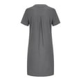 thumbnail image 5 of Ruyang Womens Cotton Linen Dress Short Sleeve Casual Solid Color V-Neck Dress Summer Women's T-Shirt Dress Beach Sundress With Pockets, 5 of 9