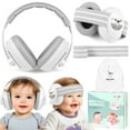 thumbnail image 4 of UQN 2-in-1 Baby Ear Muffs Noise Protection, Noise Canceling Headphones for Baby & Toddler 0-36 Months, Adjustable Headband, Hearing Protection Earmuffs in Plane & Improves Sleep - White, 4 of 9