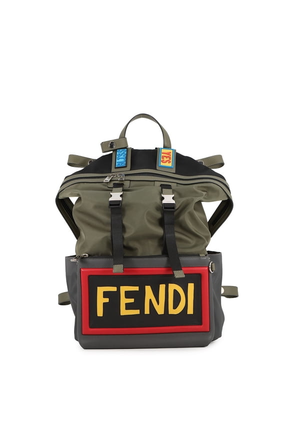 Pre-Owned Fendi Backpack Nylon Leather 7VZ037 SIU FENDI with Seat Handbag Men's