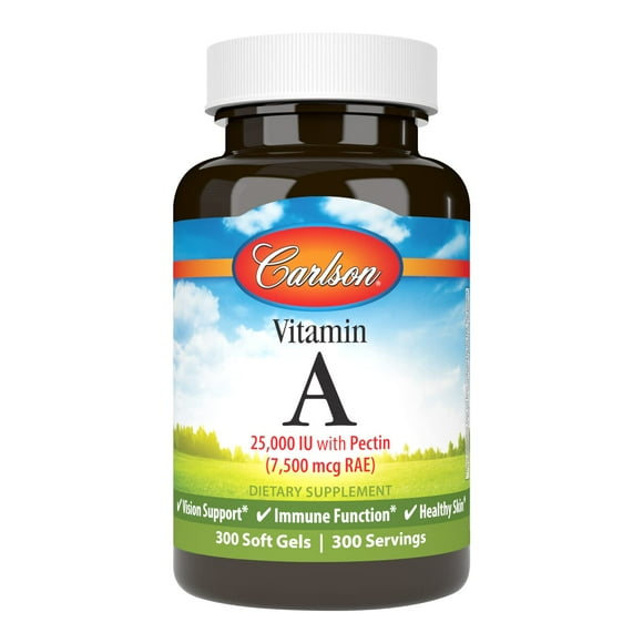 Suplemento Carlson Labs de vitamina A, 25.000 UI, 300 cápsulas blandas