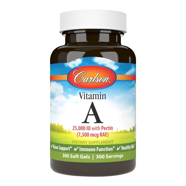Suplemento Carlson Labs de vitamina A, 25.000 UI, 300 cápsulas blandas