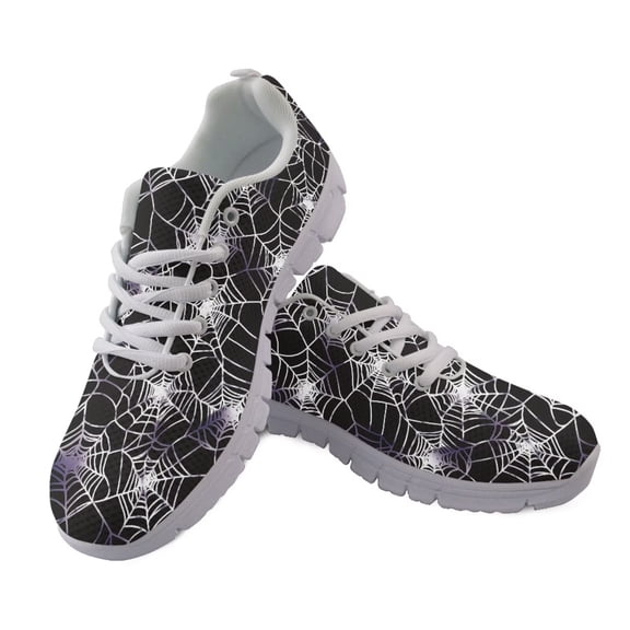chaqlin Halloween Spider Web Sneakers for Women Men Size 5.5 Breathable Lace Up Running Shoes Comfortable Low Top Tennis Shoes Casual Slip-on Walking Shoe