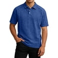 thumbnail image 2 of Zimjoy Men's Cotton Polo Shirts 3-Button Henley Neck Short Sleeve T Shirts Summer Casual Classic Tops, Blue L, 2 of 6