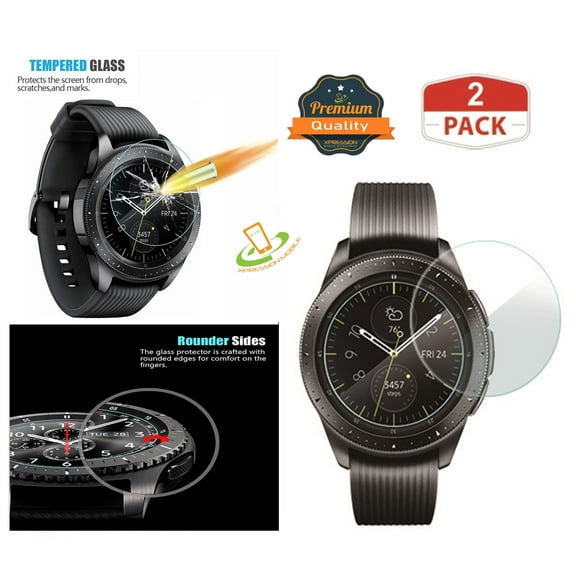 Samsung Galaxy Watch 46mm Screen Protector [2 Pack] Premium Tempered Glass Screen Protector HD Crystal Clear Screen Cover Tempered Glass 9H Anti Scratch, Bubble Free for Samsung Galaxy Watch 46 mm