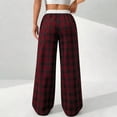thumbnail image 7 of Kvture Women's Plaid Wide Leg Pants High Waisted Drawstring Casual Loose Trousers with Pockets Red Pant S, 7 of 7