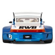 2023 RWB x Liberty Walk 993 #2 White and Blue Metallic with Graphics 1/18 Model Car by GT Spirit
