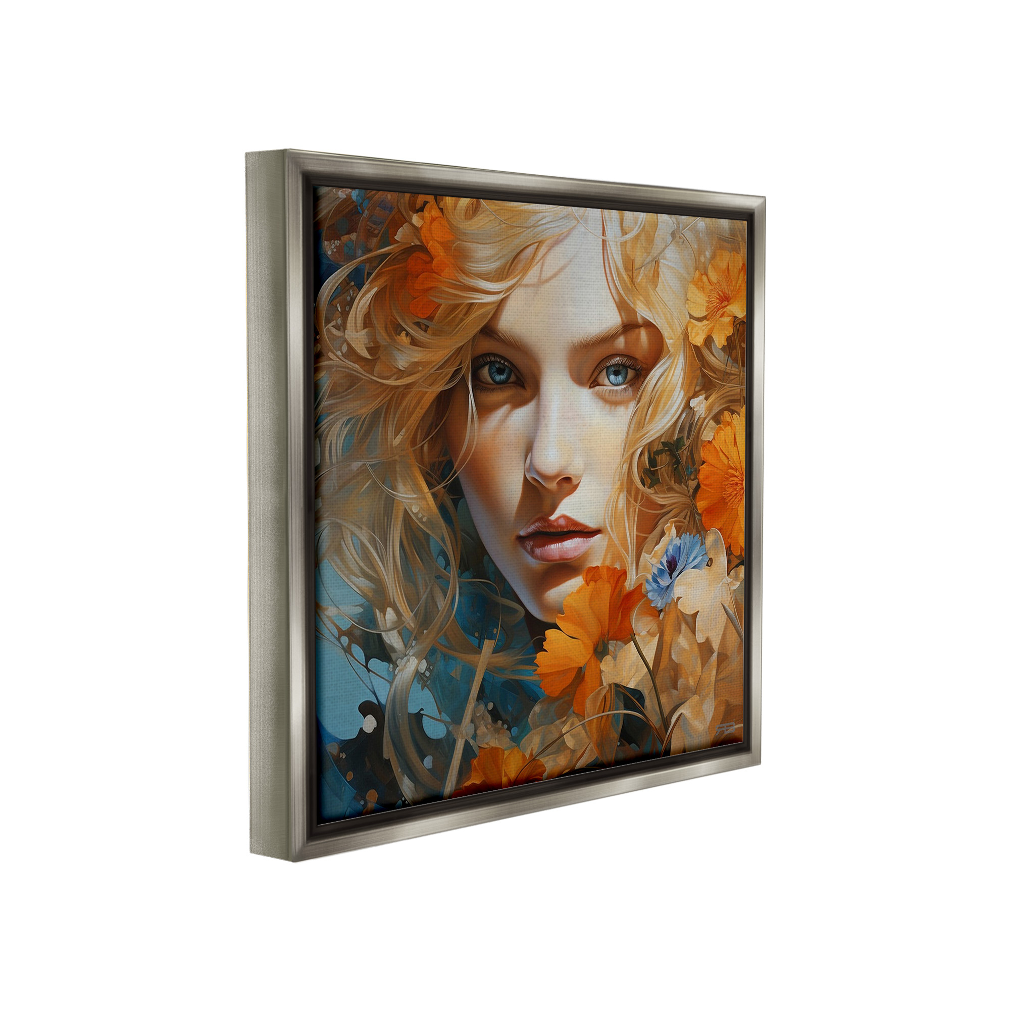 Stupell Industries Expressive Flower Portrait Botanical & Floral Painting Gray Floater Framed Canvas Art Print Wall Art, 25 x 25