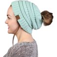 thumbnail image 4 of SURJDE Ponytail Messy Bun BeanieTail Women's Beanie Solid Ribbed Hat Cap, 4 of 7