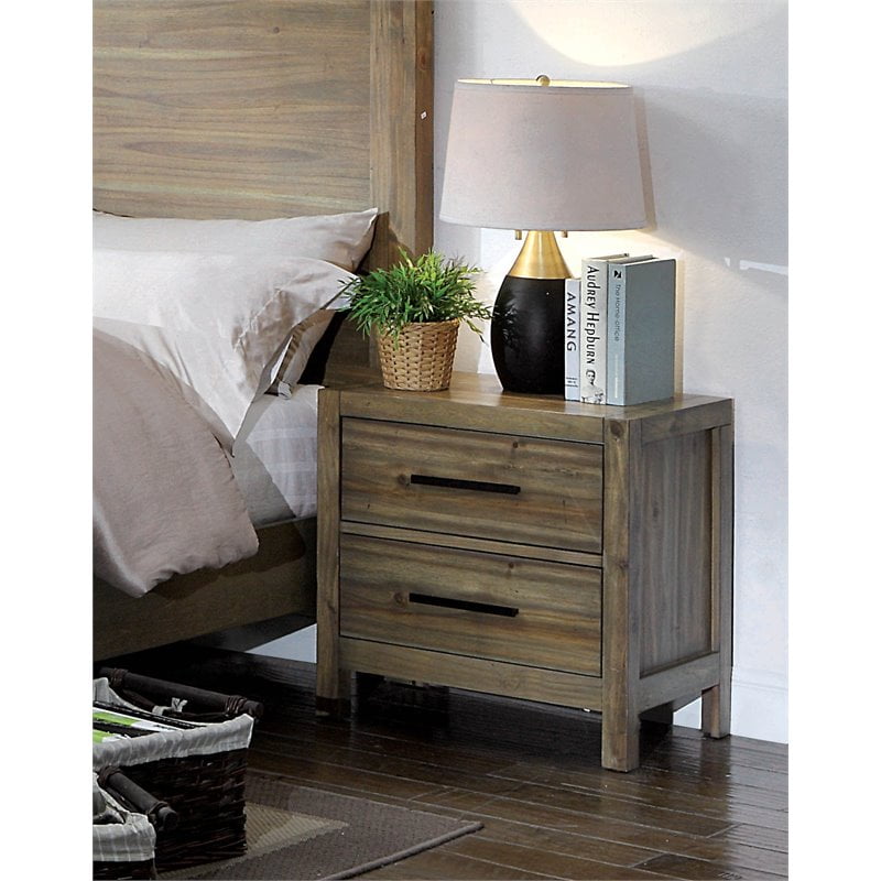 Furniture Of America Mark 2 Drawer Nightstand In Light Oak