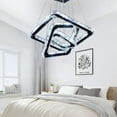 thumbnail image 4 of Lustres en Cristal Modernes Anneaux Carrés LED Suspensions Hauteur Réglable Lampe de Plafond (Blanc Froid), 4 of 5