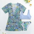 thumbnail image 2 of Odeerbi 8-14 Años Bikini de Playa de Verano Para Niñas Con Kimono Bañador Hawaiano Bañador Floral Bañador de Manga Corta Bañador de Tres Mangas Juego de Una Pieza, 2 of 9