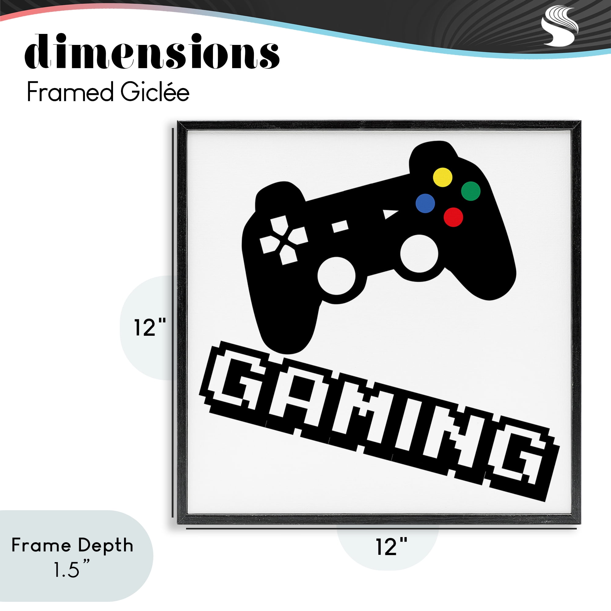 Stupell Industries Playful Pixel Gaming Black Framed Giclee Art, design by Marcus Prime