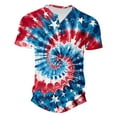 thumbnail image 4 of CFLVAEK 4th of July Tshirt Mens Big and Tall Tie Dye Shirts Independence Day Patriotic T Shirts Loose Short Sleeve Henley Neck Summer Holiday Shirts M, 4 of 5