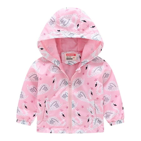

ZHUASHUM Toddler Boys Girls Jackets Printing Cartoon Hooded Outerwear Zipper Coats Long Sleeve Windproof Coats