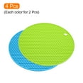 thumbnail image 3 of Uxcell 4pcs Silicone Mat for Hot Pots and Pads, Hot Pot Holders, Heat Resistant Counter Mats-Blue+Green, 3 of 5