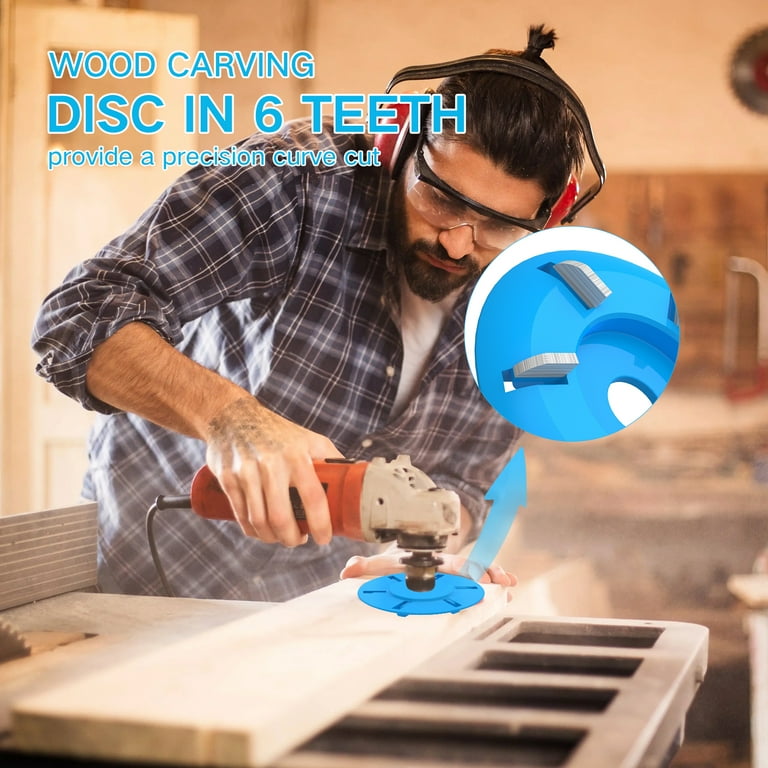 90mm Wood Carving Disc 6 Teeth Wood Grinding Wheel Disc Alloy Steel Angle Grinder Woodworking Disc Wood Shaping Wheel Circular Woodworking Blade Tools