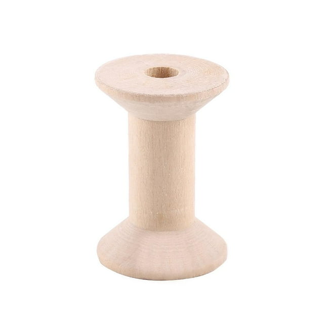 Qiilu Wooden Empty Thread Spools, Natural Wood Color, 47mm x 31mm, 10pcs.