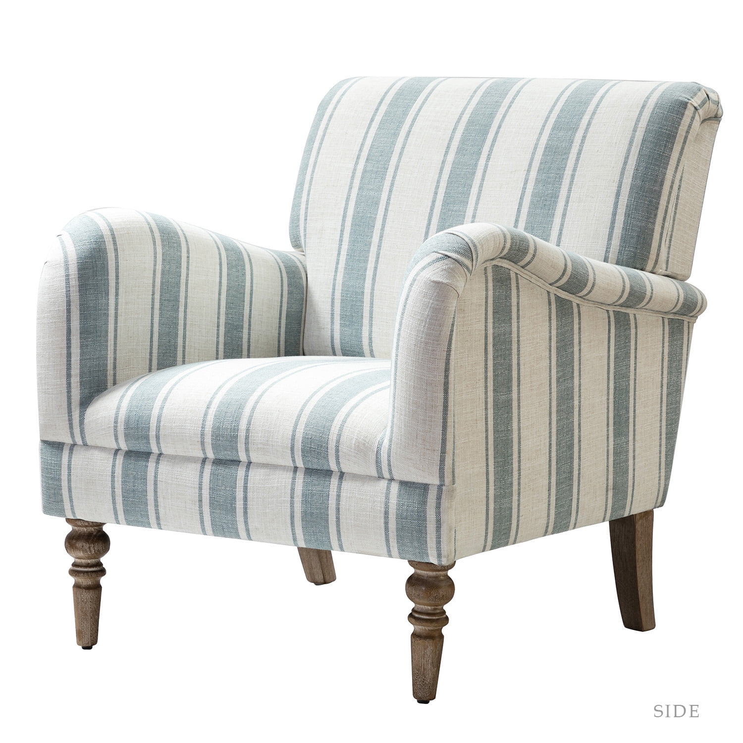 14 Karat Home Stripe Armchair & Accent Chair with Wooden Legs for