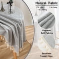 thumbnail image 4 of ICEANT 110 inch Linen Textured Tablecloth with Tassel, Round Grid Pattern Waterproof Wrinkle Free Table Cover, Spill-Proof Table Cloth For Dining Room & Living Room, Grey, 4 of 6