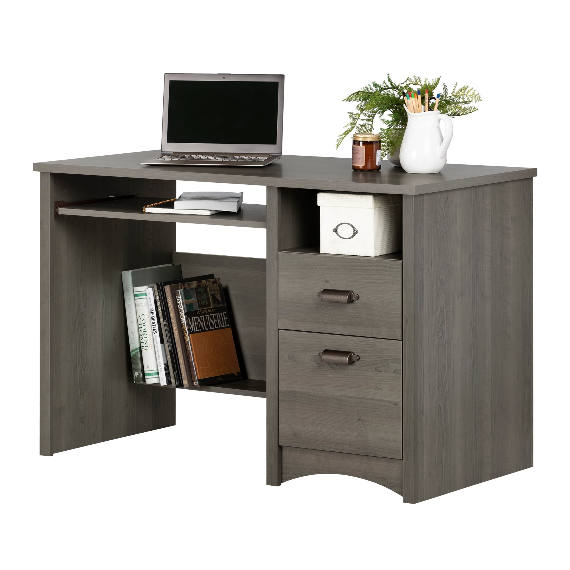 South Shore Gascony Computer Desk with Keyboard Tray, Gray