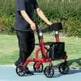 thumbnail image 2 of HOMCOM Déambulateur à Roulettes avec Roues de 8 Po, Poignée et Siège Réglables, Rouge, 2 of 10