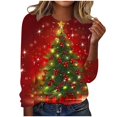 thumbnail image 2 of Holiday Gifts! Titcea Christmas Shirts for Women Long Sleeve Round Neck Fashion Christmas Print Pullover Sweaters 2024 Loose Comfortable Casual Tops, 2 of 4