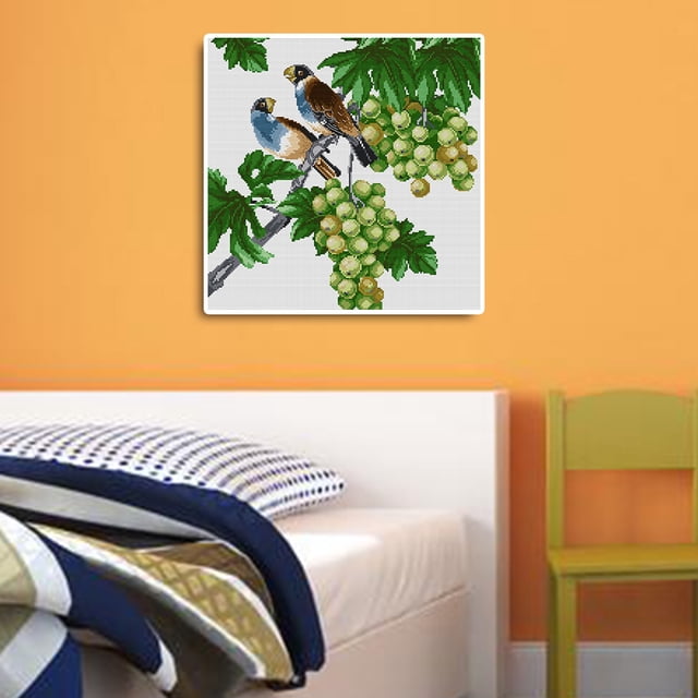 Cuadros Decorativos Loros de punto de cruz completo de 14 quilates en la vid Kits de bordado de bricolaje estampados hechos a mano Wdftyju embutido en tela