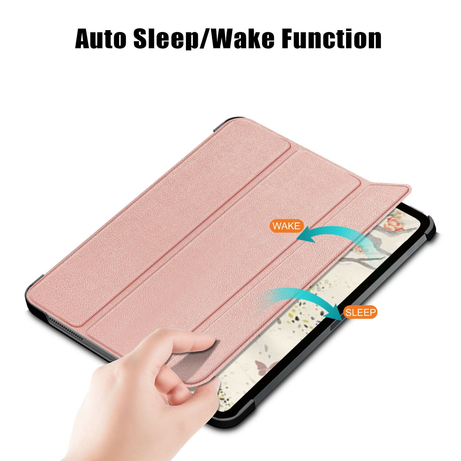 EpicGadget iPad Air 5 Case (5th Gen 2022)/ iPad Air 4 Case (4th Gen 2020) 10.9 with 2 PCS Tempered Glass Screen Protector for 10.9-inch iPad Air, Smart Cover Support Apple Pencil Charging (Rose Gold)