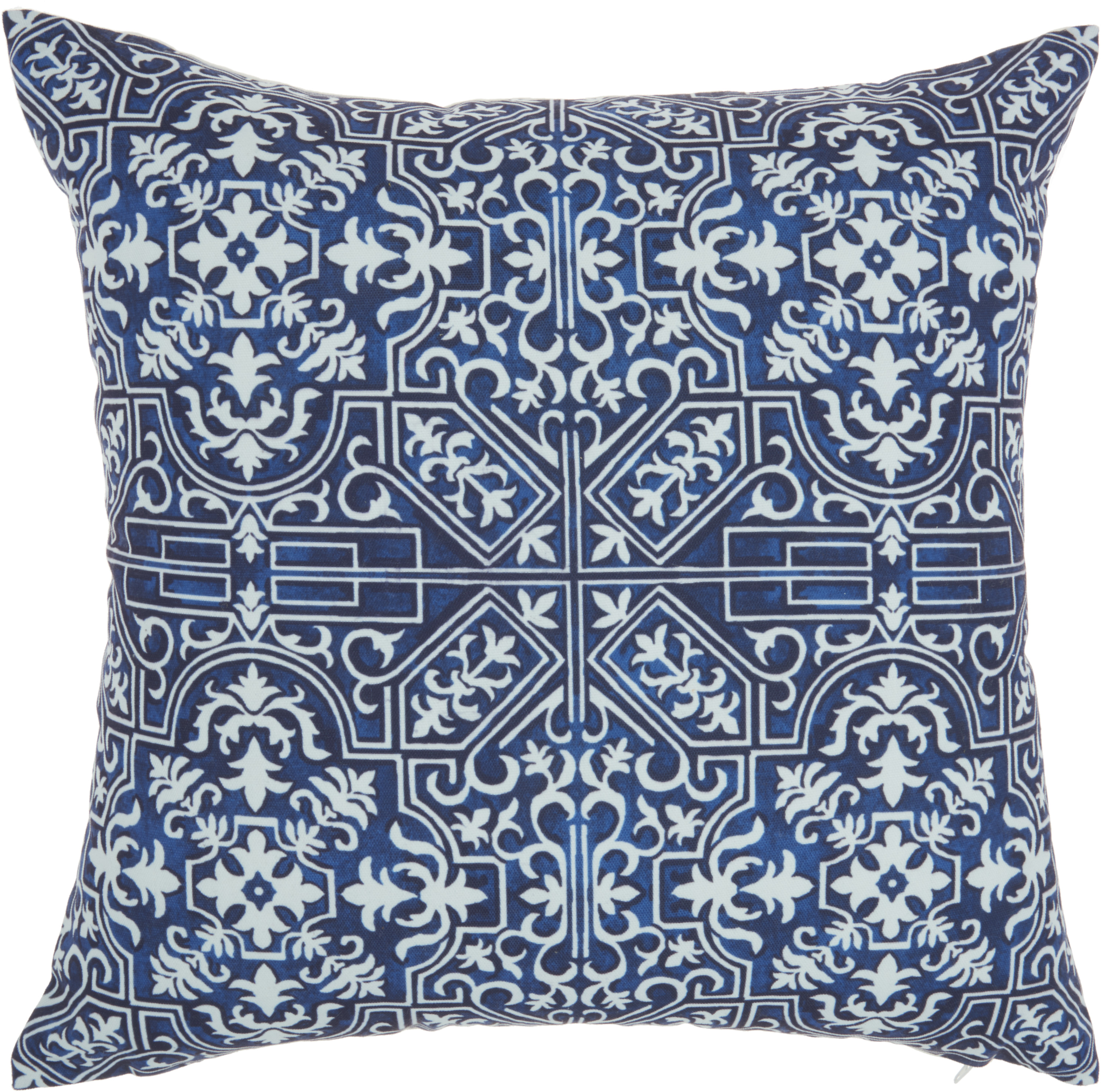 Nourison Outdoor Pillows Navy Decorative Throw Pillow , 18"X18