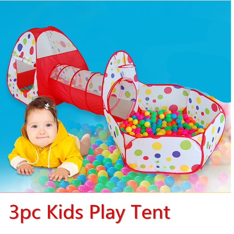 TRUEDAYS 3 in 1 Portable Pop up Kids Play Tent with Tunnel and Ball Pit