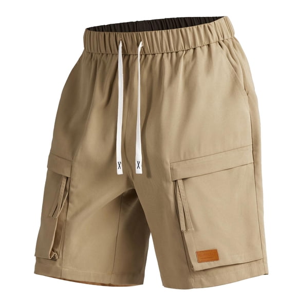 Mens Long Cargo Shorts Below Knee Cargo Shorts, Men's Solid Color Sports Fitness Training Breathable Shorts Pockets Cargo Cropped Pants