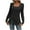 Black, variant on Ribbed Knit Sweaters for Women Side Slit Square Neck Button Long Sleeve Tunic Blouses Fall Trendy Solid Color Loose Casual Tops