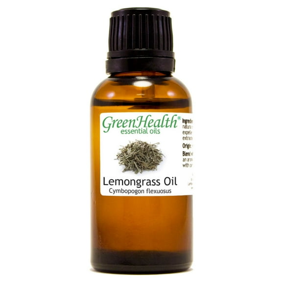 Lemongrass Essential Oil - 1 fl oz (30 ml) Glass Bottle w/ Euro Dropper - 100% Pure Essential Oil by GreenHealth