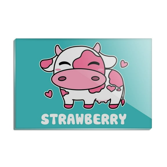 Cute Kawaii Strawberry Milk Cow Rectangle Acrylic Fridge Refrigerator Magnet