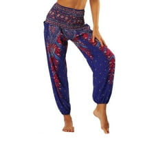 Previn Women's Boho Yoga Pants Indian Dance Pants Long Casual Soft Cinched Bottom Elastic Waisted Lightweight Bohemian Harem Genie Pants Style3 Small-X-Large