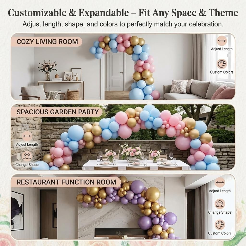 Reusable Inflatable Balloon Garland Arch Kit – Self-Inflating Reusable PVC Balloon Arch for Party, Wedding, Birthday, Baby Shower, Graduation, Easy Setup