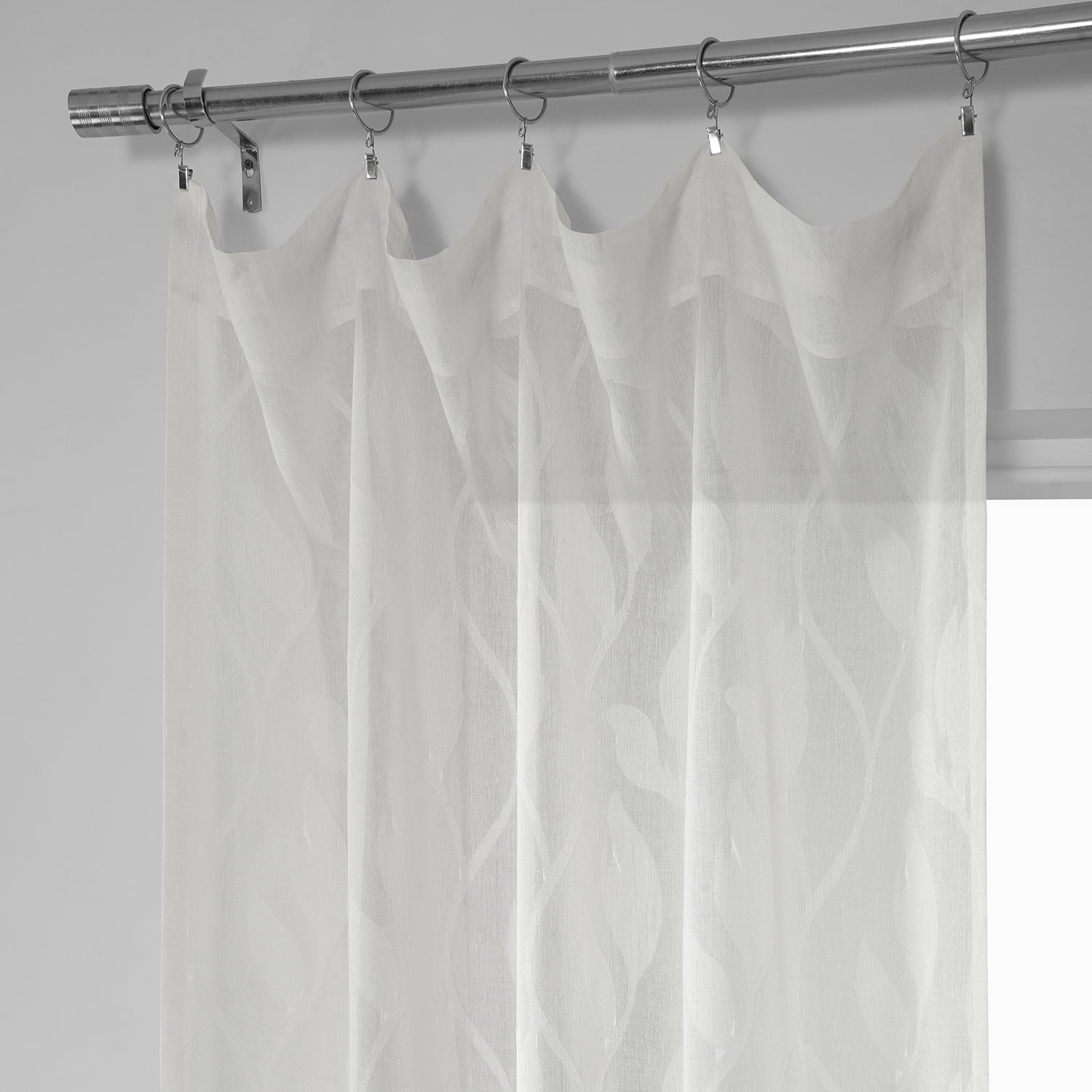 Avignon Vine Patterned Faux Linen Sheer Curtain (1 Panel), Avignon Vine, 50W X 108L